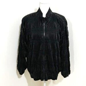 Vintage Amber Dawn Black Accordion Style Zip Jacket